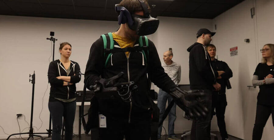A person using a VR set